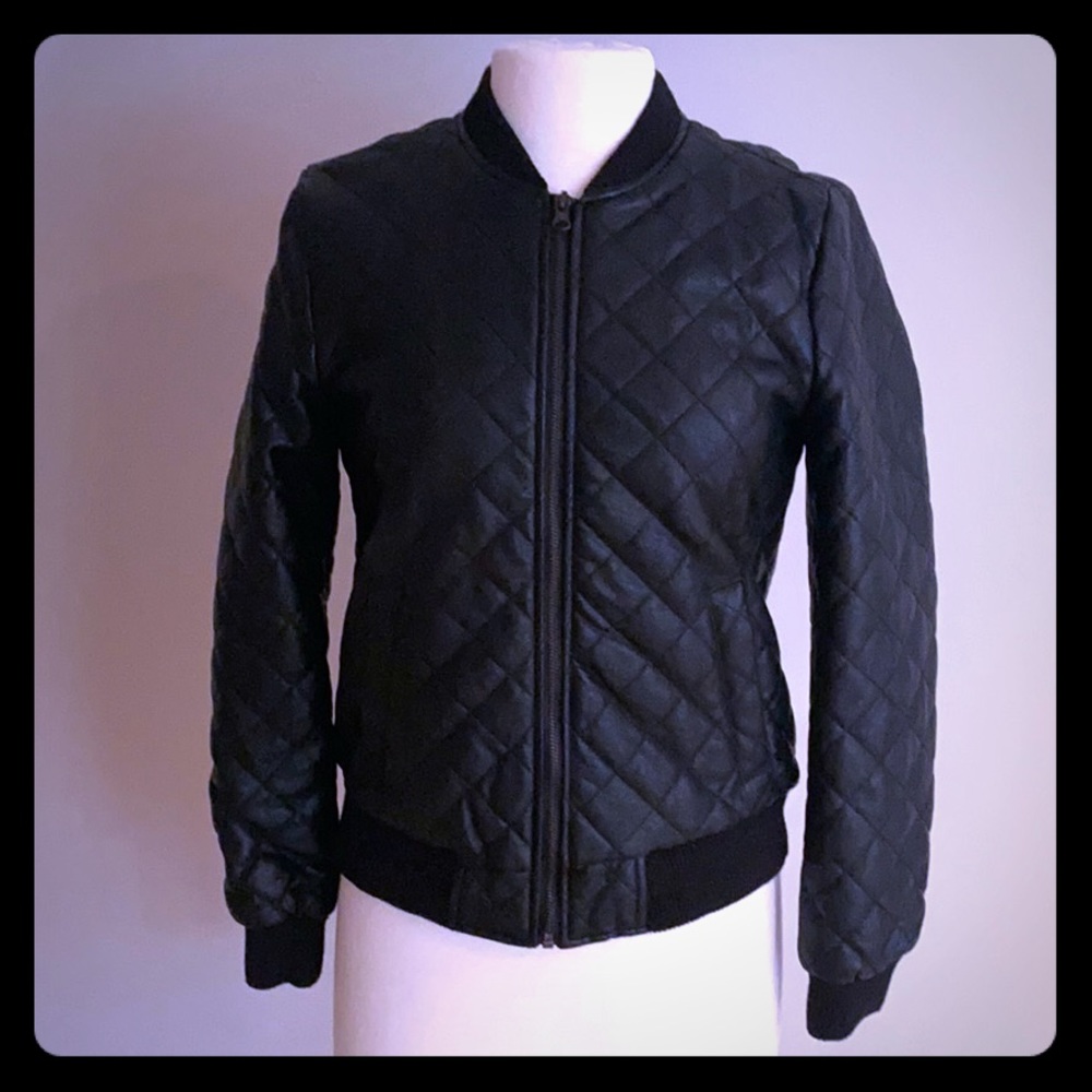 Forever 21 Faux Leather Quilted Bomber Jacket